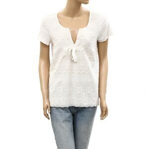 Odd Molly Anthropologie Floral Embroidered Tunic Top White Cotton M-2  287233
